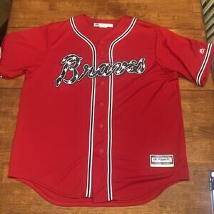 Atlanta Braves Majestic Jersey Mens XL Scarlet Alternate Cool Base Team MLB